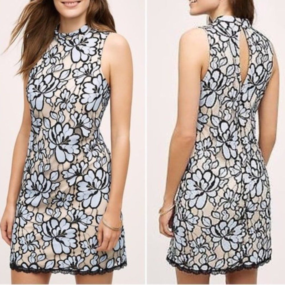 Plenty by Tracy Reese Floral Lace Dress in Black and Blue